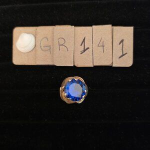 Item # GR141  10K Gold Blue stone -tall ring size 6.5